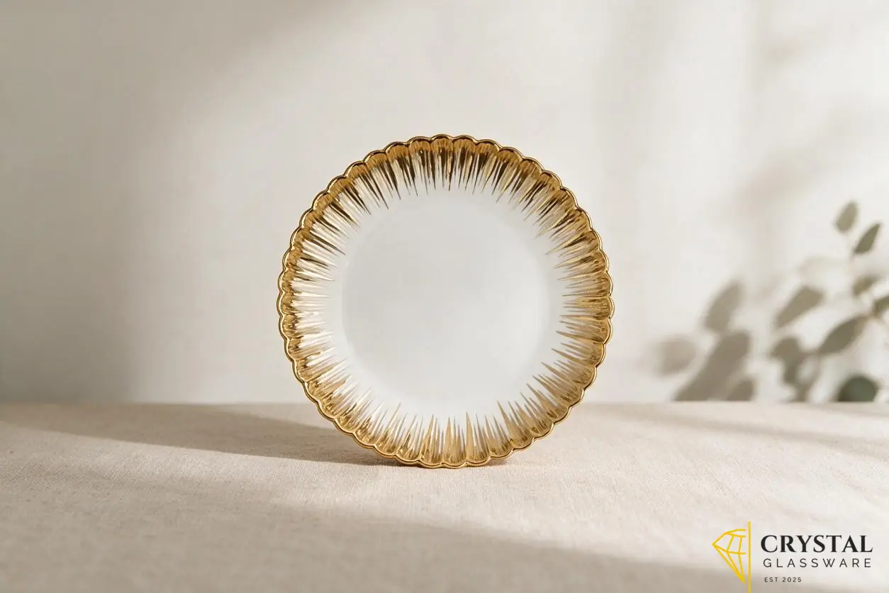 Elegant Gold-White dinner plate — Crystal Glassware Pakistan